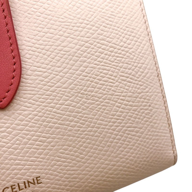 セリーヌ CELINE ミディアムストラップウォレット ピンク　ゴールド金具 レザー レディース 二つ折り財布