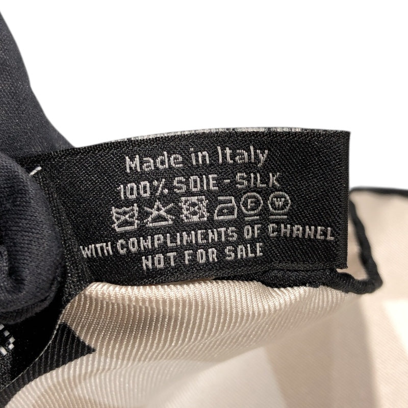 シャネル CHANEL スカーフ ベージュ　ブラック シルク レディース スカーフ