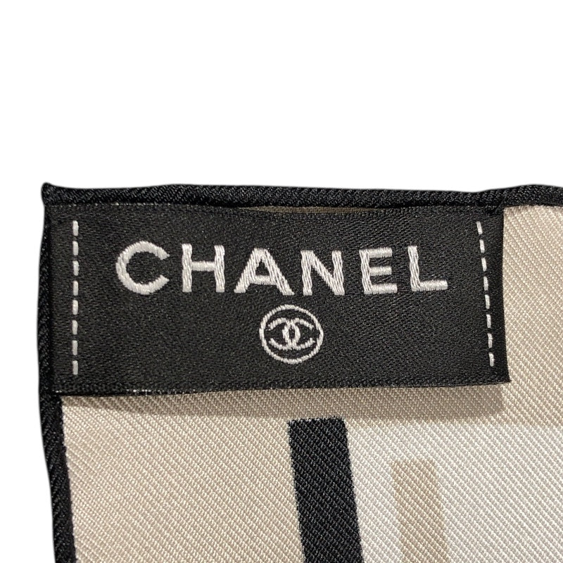 シャネル CHANEL スカーフ ベージュ　ブラック シルク レディース スカーフ