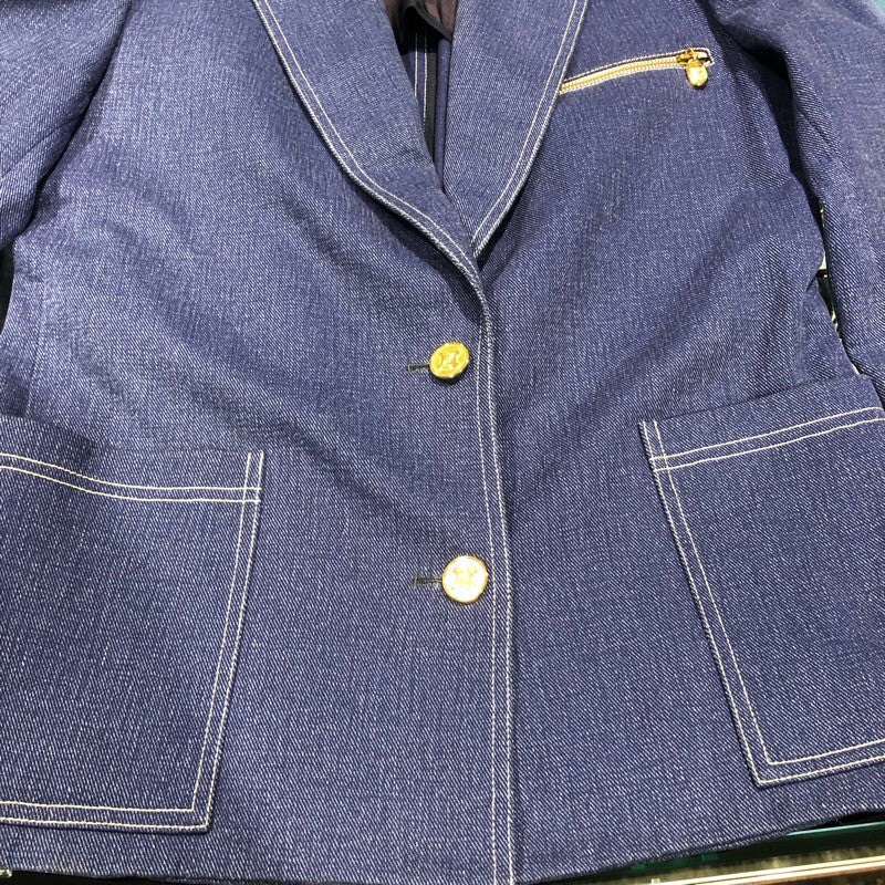 セリーヌ CELINE マカダムボタンジャケット ブルー コットン コットン レディース その他アウター