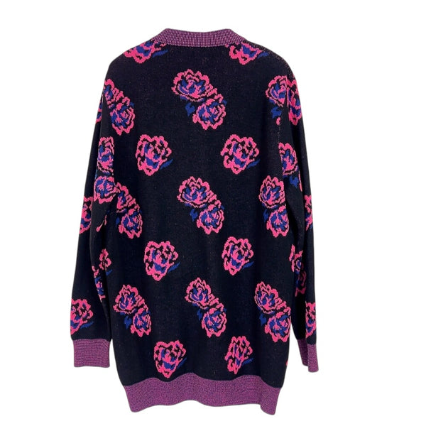 サンローラン SAINT LAURENT 花柄　ニットカーディガン　2015AW 408948 ブラック/ピンク ウール ウール メンズ カーディガン