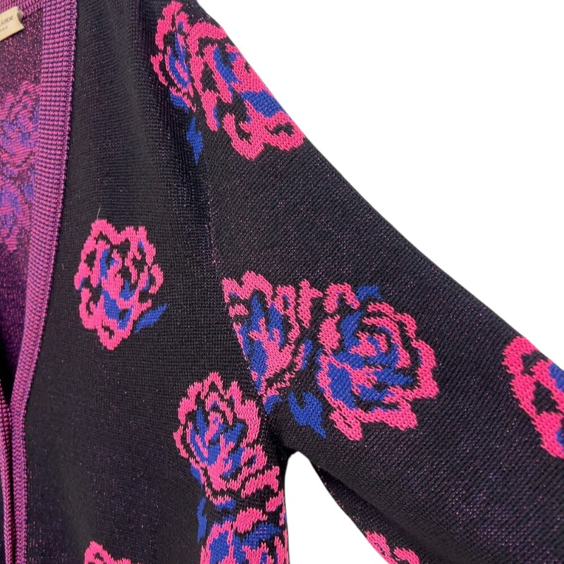 サンローラン SAINT LAURENT 花柄　ニットカーディガン　2015AW 408948 ブラック/ピンク ウール ウール メンズ カーディガン