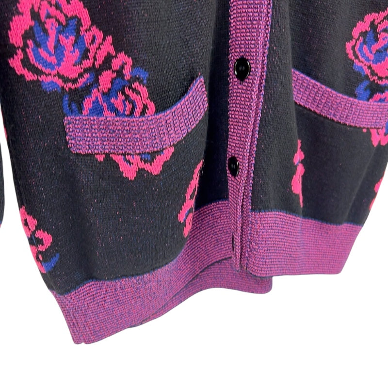 サンローラン SAINT LAURENT 花柄　ニットカーディガン　2015AW 408948 ブラック/ピンク ウール ウール メンズ カーディガン