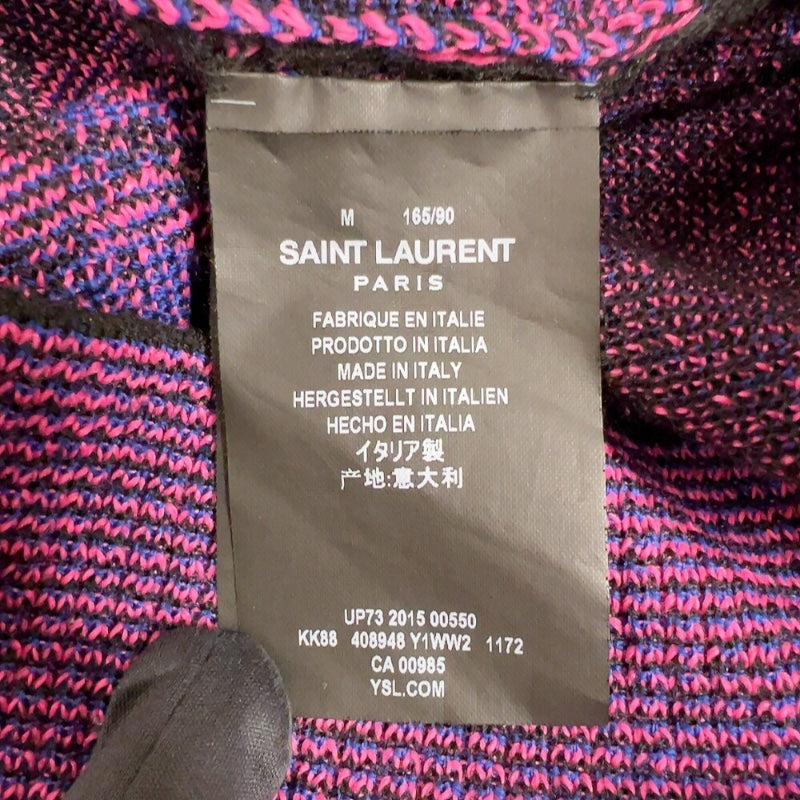 サンローラン SAINT LAURENT 花柄　ニットカーディガン　2015AW 408948 ブラック/ピンク ウール ウール メンズ カーディガン