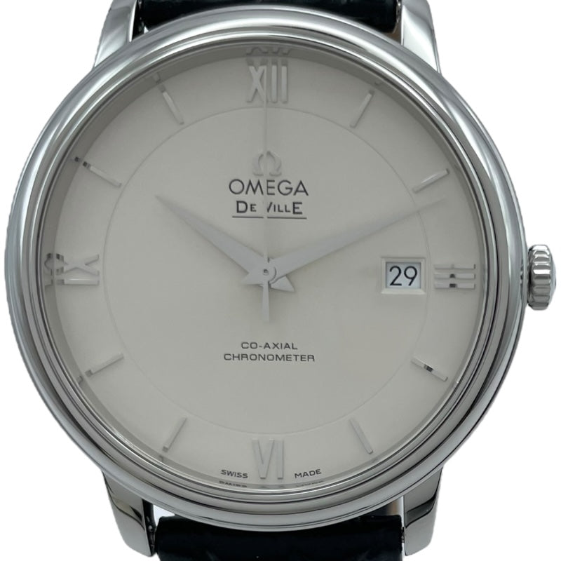 オメガ OMEGA デビル プレステージ コーアクシャル クロノメーター 424.13.40.20.02.001 アイボリー SS 自動巻き メンズ 腕時計