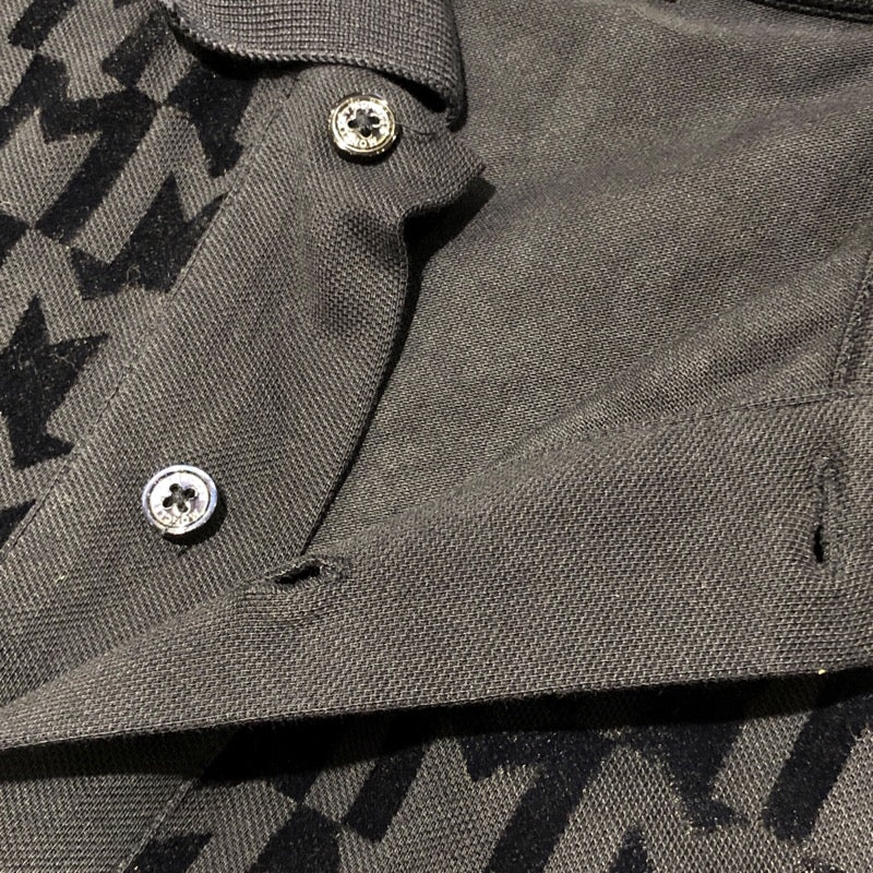 モンクレール MONCLER ロゴワッペン総柄半袖ポロシャツ ネイビー コットン メンズ ポロシャツ