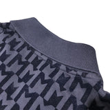 モンクレール MONCLER ロゴワッペン総柄半袖ポロシャツ ネイビー コットン メンズ ポロシャツ