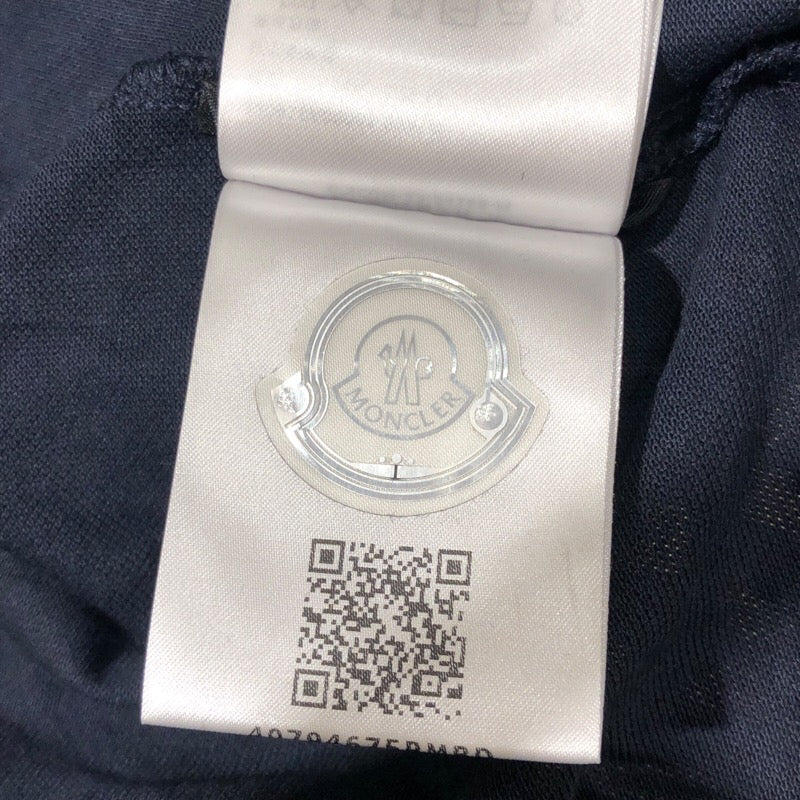モンクレール MONCLER ロゴワッペン総柄半袖ポロシャツ ネイビー コットン メンズ ポロシャツ