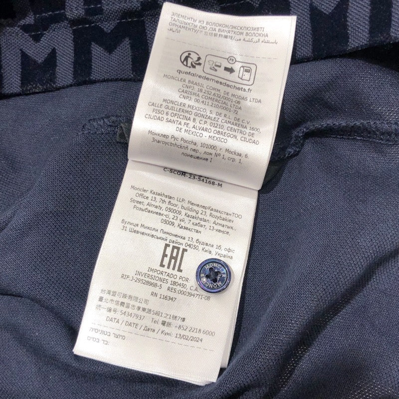 モンクレール MONCLER ロゴワッペン総柄半袖ポロシャツ ネイビー コットン メンズ ポロシャツ