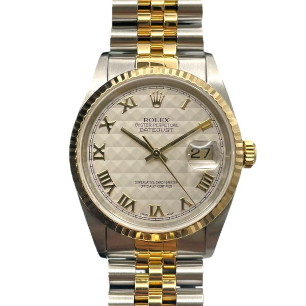 ロレックス ROLEX デイトジャスト36 ピラミッド 16233 ホワイト K18YG/SS メンズ 腕時計