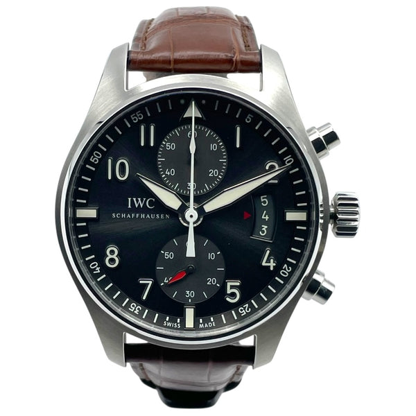 インターナショナルウォッチカンパニー IWC パイロットウォッチ スピットファイア クロノグラフ IW387802 グレー SS 自動巻き メンズ 腕時計