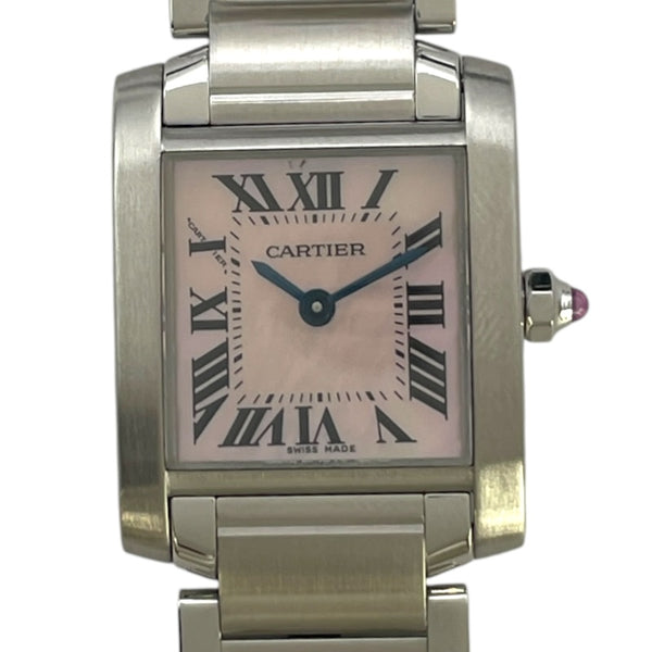 カルティエ Cartier タンクフランセーズ SM W51028Q3 ピンクシェル SS レディース 腕時計