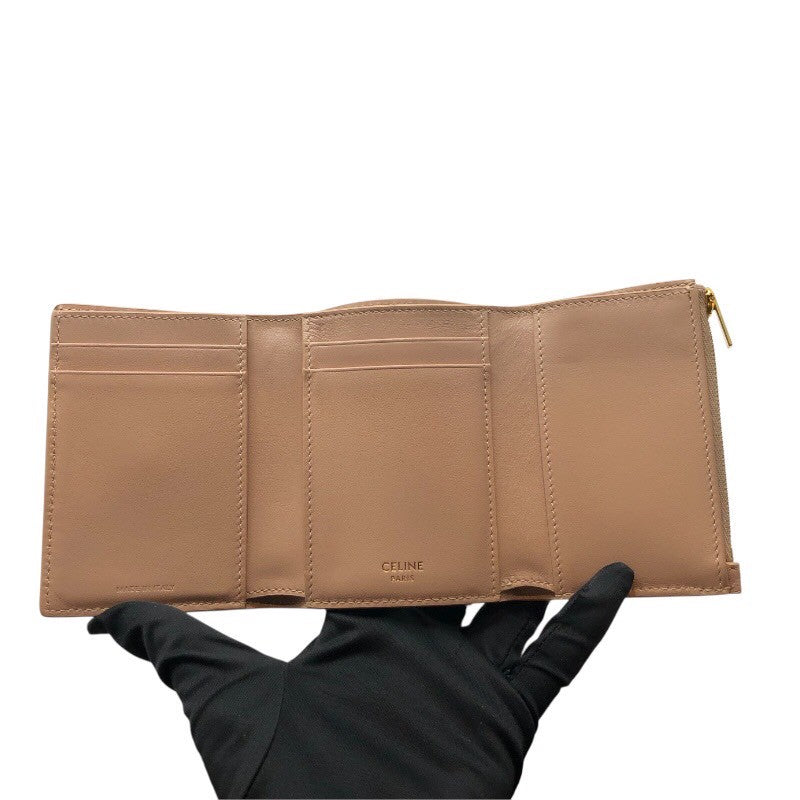 セリーヌ CELINE ファインストラップウォッレトニノ 10M963 ソフトピーチ×GD金具 カーフ レディース 三つ折り財布