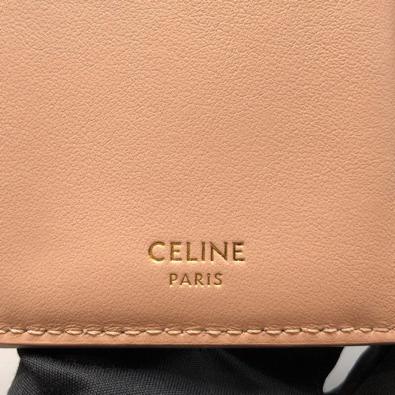 セリーヌ CELINE ファインストラップウォッレトニノ 10M963 ソフトピーチ×GD金具 カーフ レディース 三つ折り財布