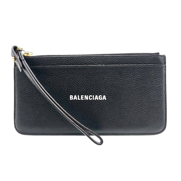 バレンシアガ BALENCIAGA キャッシュジップポーチ 637149 ブラック レザー メンズ カードケース