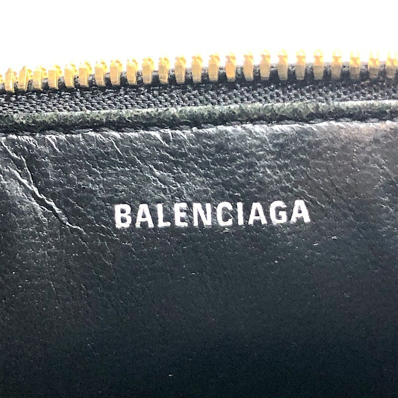 バレンシアガ BALENCIAGA キャッシュジップポーチ 637149 ブラック レザー メンズ カードケース