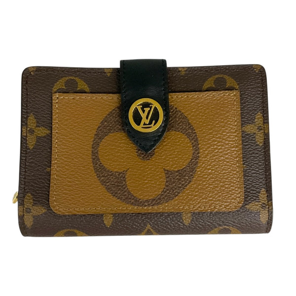 ルイ・ヴィトン LOUIS VUITTON ポルトフォイユ・ジュリエット M69432 ブラウン×ブラック モノグラム ジャイアント・リバース ユニセックス 二つ折り財布