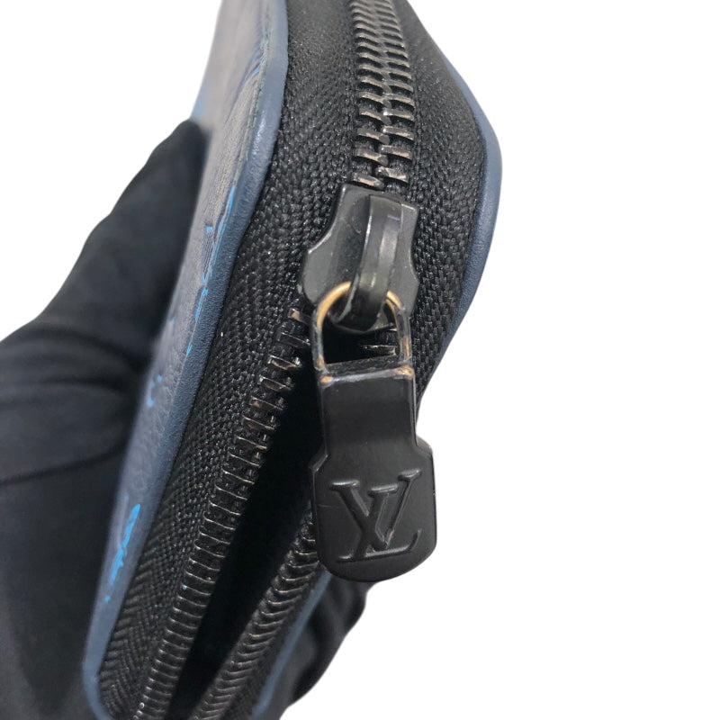 ルイ・ヴィトン LOUIS VUITTON ジッピーウォレット ヴェルティカル M82322 ブルー モノグラム・シャドウ メンズ 長財布