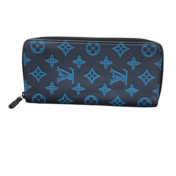 ルイ・ヴィトン LOUIS VUITTON ジッピーウォレット ヴェルティカル M82322 ブルー モノグラム・シャドウ メンズ 長財布