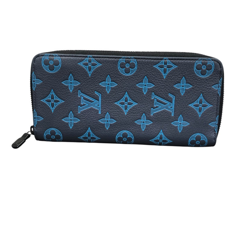 ルイ・ヴィトン LOUIS VUITTON ジッピーウォレット ヴェルティカル M82322 ブルー モノグラム・シャドウ メンズ 長財布