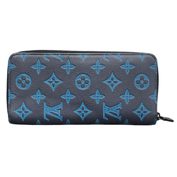 ルイ・ヴィトン LOUIS VUITTON ジッピーウォレット ヴェルティカル M82322 ブルー モノグラム・シャドウ メンズ 長財布