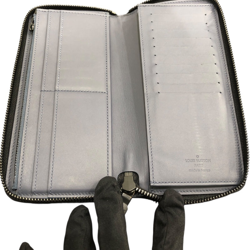 ルイ・ヴィトン LOUIS VUITTON ジッピーウォレット ヴェルティカル M82322 ブルー モノグラム・シャドウ メンズ 長財布