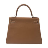 エルメス HERMES ケリー28 内縫い C刻 ゴールド シルバー金具 トゴ レディース ショルダーバッグ