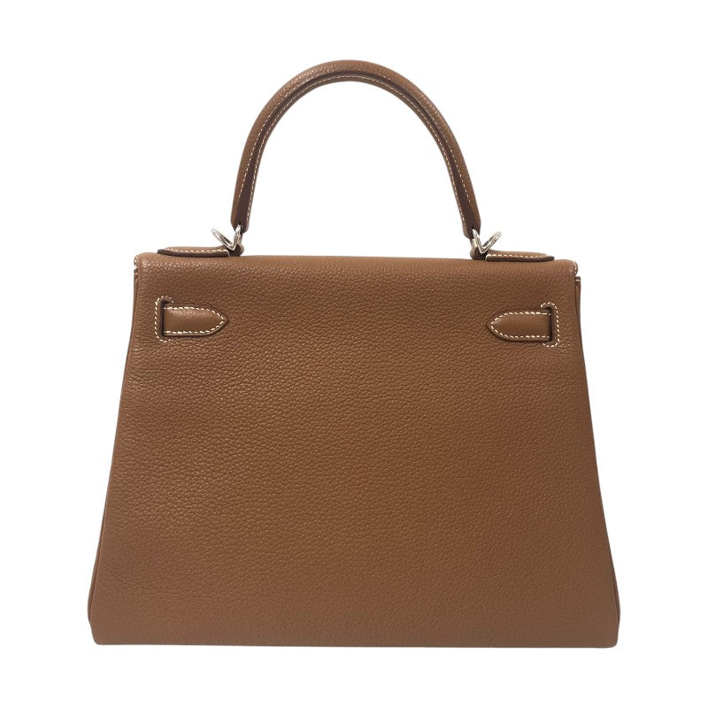 エルメス HERMES ケリー28 内縫い C刻 ゴールド シルバー金具 トゴ レディース ショルダーバッグ