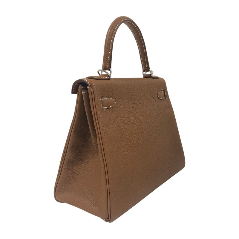 エルメス HERMES ケリー28 内縫い C刻 ゴールド シルバー金具 トゴ レディース ショルダーバッグ