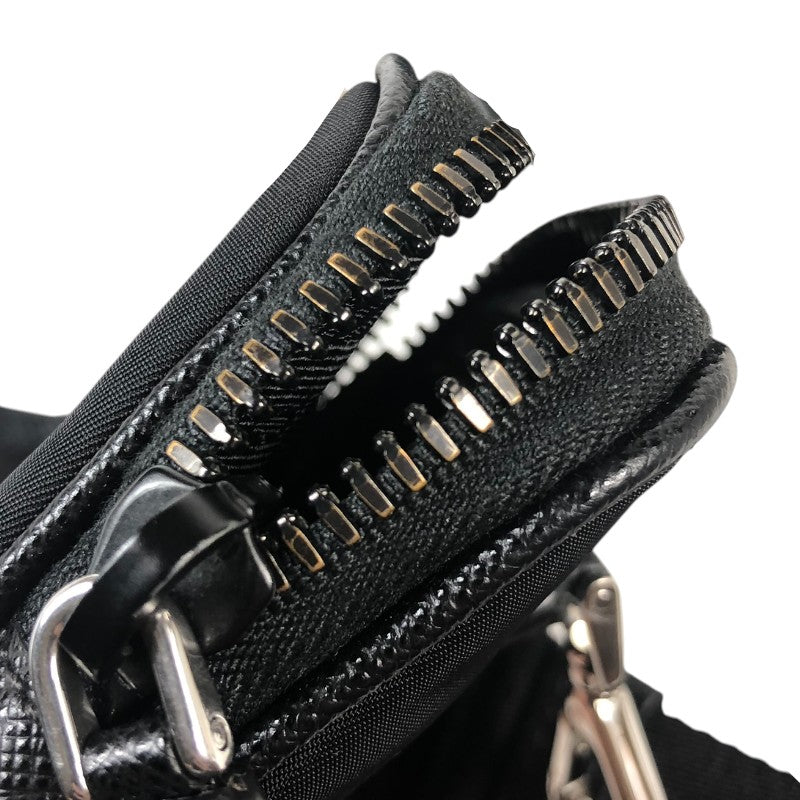 プラダ PRADA Re-Nylon xサフィアーノレザー ショルダーバッグ 2VD034 ブラック シルバー金具 ナイロン ナイロン メンズ ショルダーバッグ