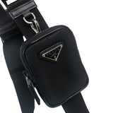 プラダ PRADA Re-Nylon xサフィアーノレザー ショルダーバッグ 2VD034 ブラック シルバー金具 ナイロン ナイロン メンズ ショルダーバッグ