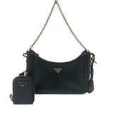 プラダ PRADA Re-Edition 2WAY ショルダーバッグ 1BH204 ブラック ゴールド金具 ナイロン/サフィアーノレザー レディース ショルダーバッグ