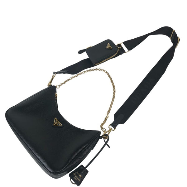 プラダ PRADA Re-Edition 2WAY ショルダーバッグ 1BH204 ブラック ゴールド金具 ナイロン/サフィアーノレザー レディース ショルダーバッグ