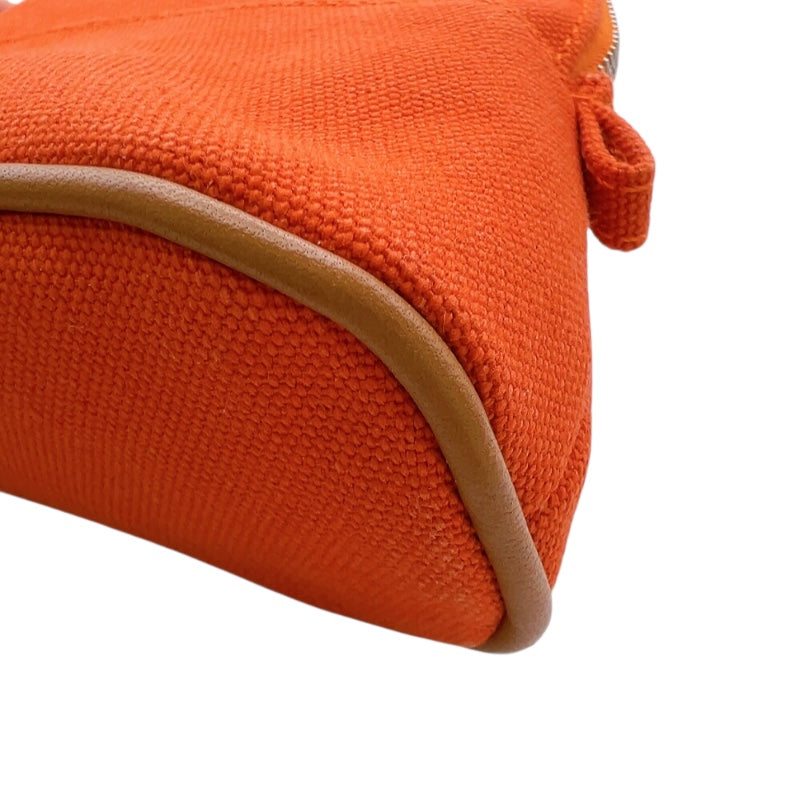 エルメス HERMES ボリードポーチ15 オレンジ　シルバー金具 トワル レディース ポーチ