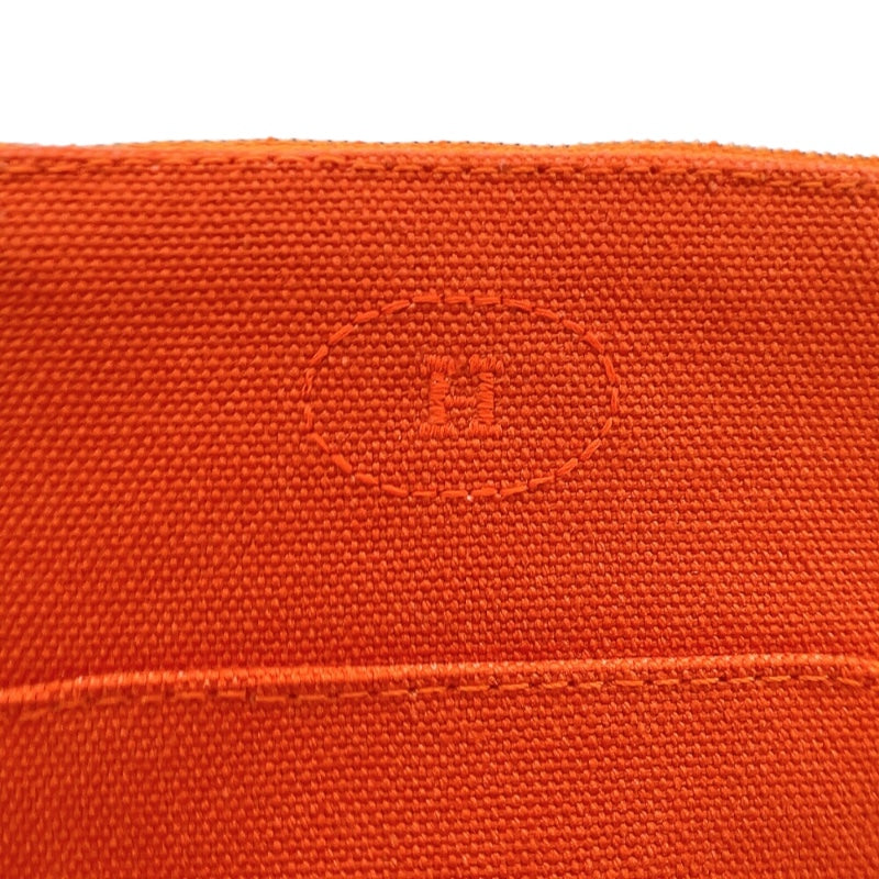 エルメス HERMES ボリードポーチ15 オレンジ　シルバー金具 トワル レディース ポーチ