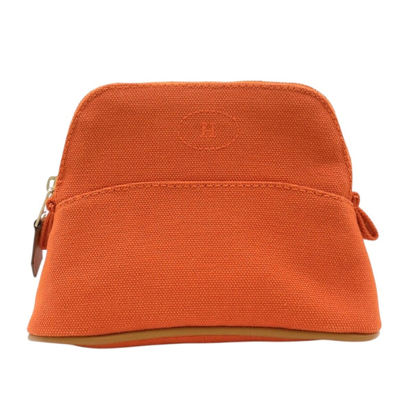エルメス HERMES ボリードポーチ15 オレンジ　シルバー金具 トワル レディース ポーチ