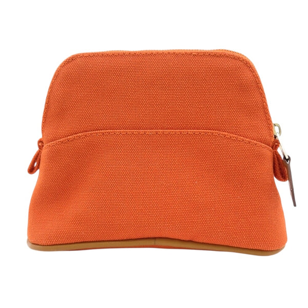 エルメス HERMES ボリードポーチ15 オレンジ　シルバー金具 トワル レディース ポーチ