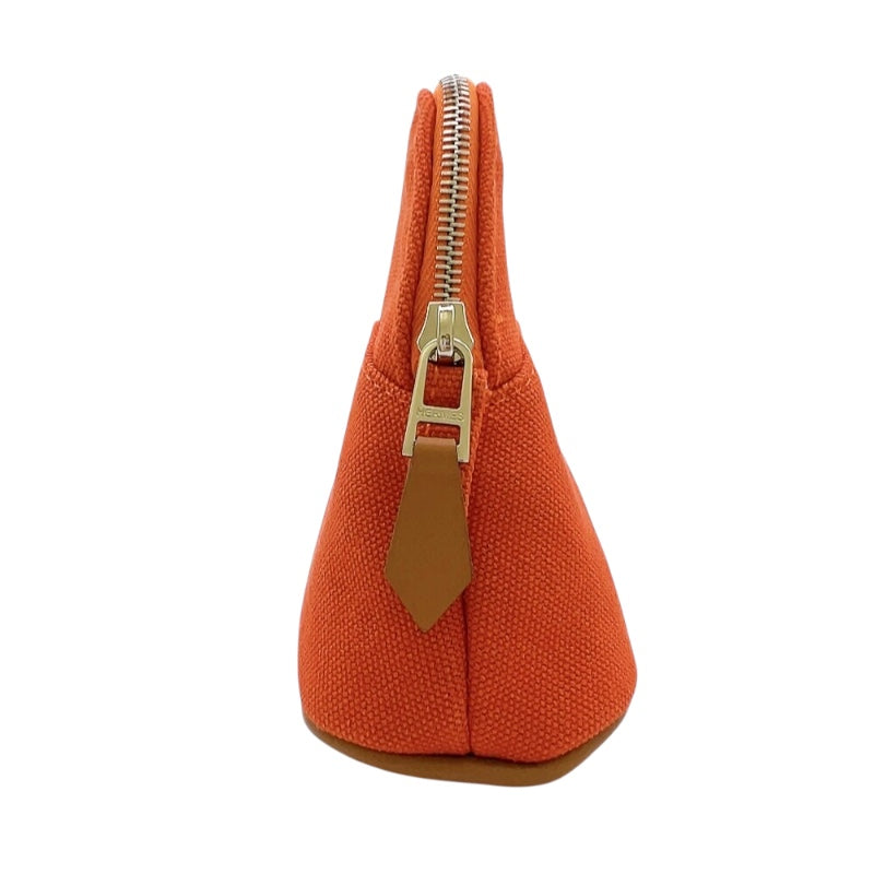 エルメス HERMES ボリードポーチ15 オレンジ　シルバー金具 トワル レディース ポーチ