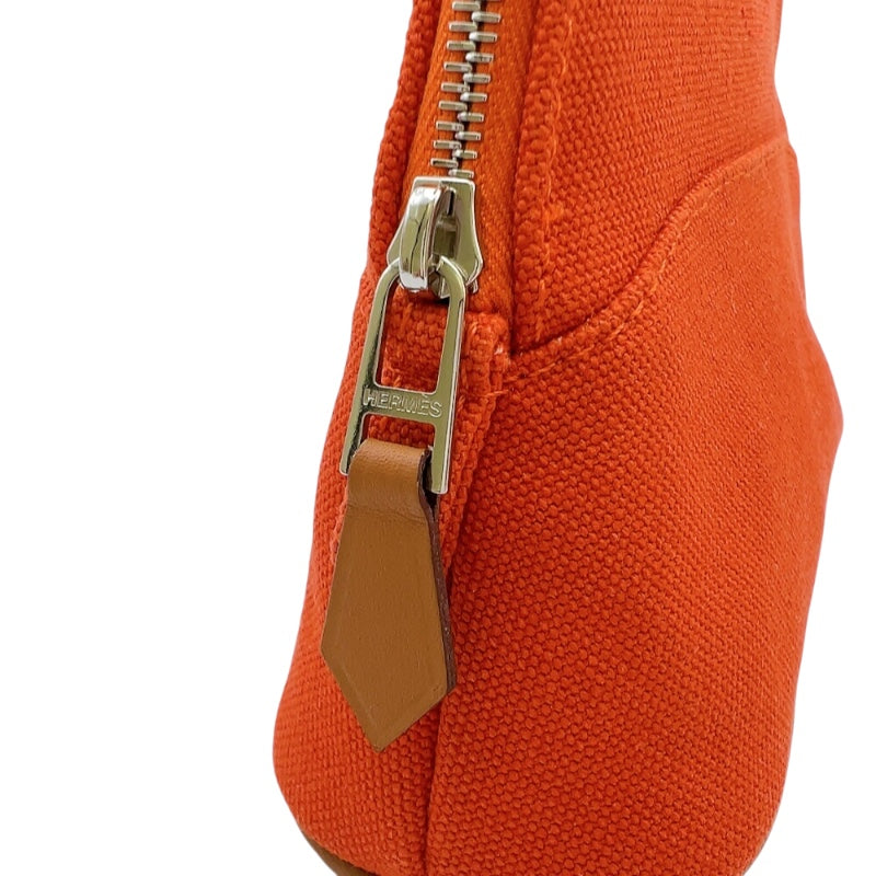 エルメス HERMES ボリードポーチ15 オレンジ　シルバー金具 トワル レディース ポーチ