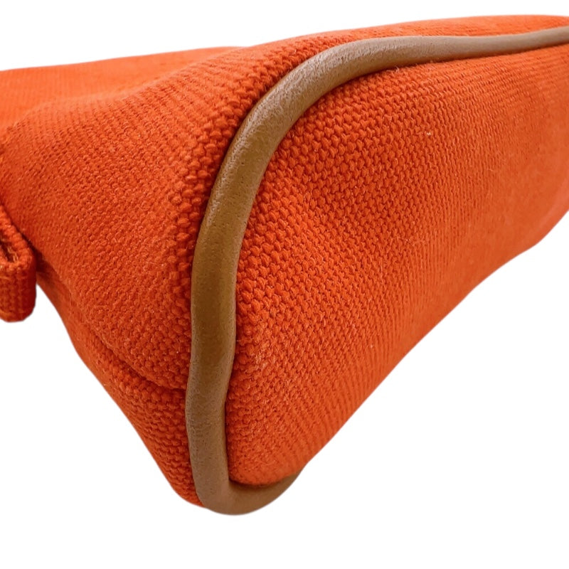 エルメス HERMES ボリードポーチ15 オレンジ　シルバー金具 トワル レディース ポーチ