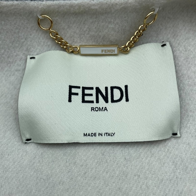 フェンディ FENDI ファーポケットケープコート FF8369 グレー ウール