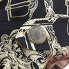 エルメス HERMES 総柄プリーツスカート ネイビー シルク レディース スカート
