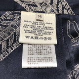 エルメス HERMES 総柄プリーツスカート ネイビー シルク レディース スカート