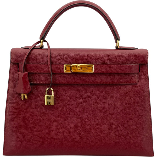 エルメス HERMES ケリー32 内縫い 〇 ルージュアッシュ GD金具 クシュベル レディース ハンドバッグ