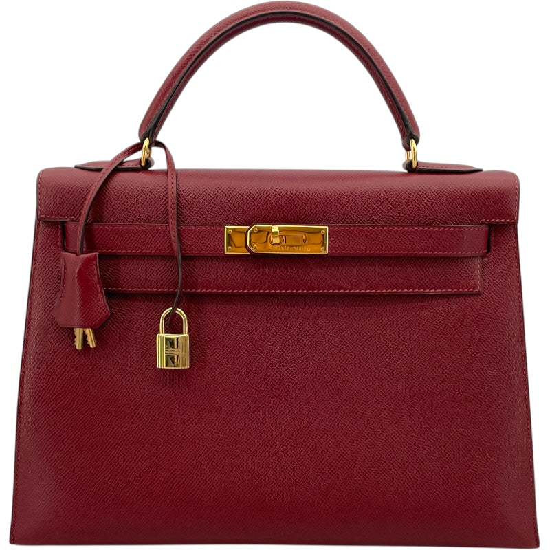 エルメス HERMES ケリー32 内縫い 〇 ルージュアッシュ GD金具 クシュベル レディース ハンドバッグ