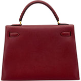 エルメス HERMES ケリー32 内縫い 〇 ルージュアッシュ GD金具 クシュベル レディース ハンドバッグ