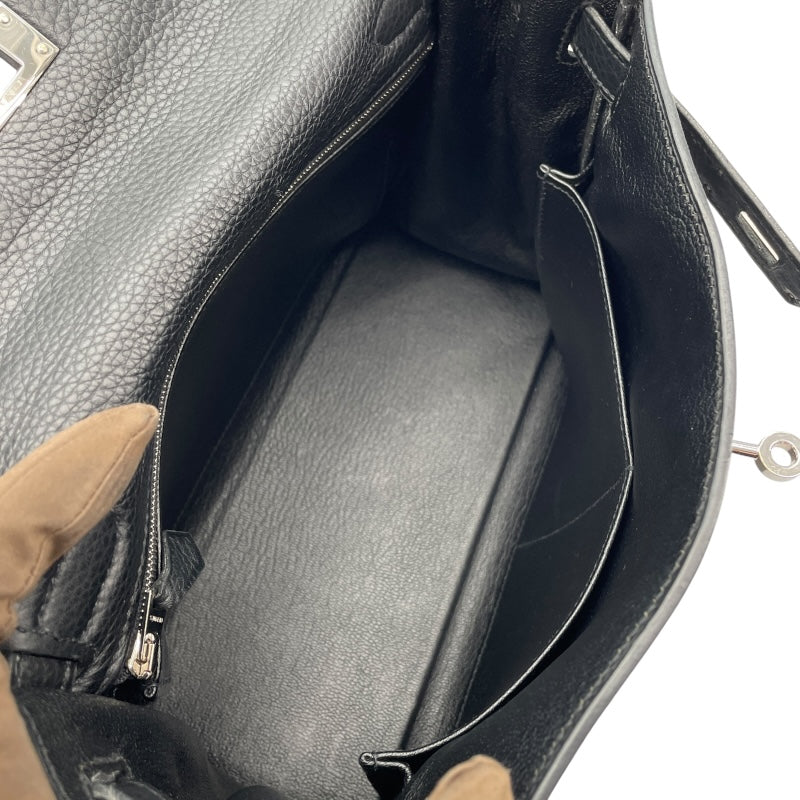 エルメス HERMES ケリー28 内縫い □M刻 ブラック SV金具 トリヨン レディース ショルダーバッグ