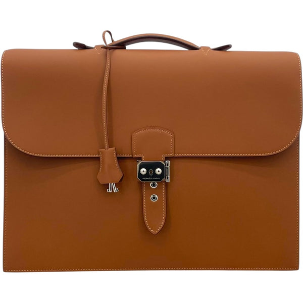 エルメス HERMES サックアデベッシュ □P刻 ゴールド SV金具 ヴォーソンブレロ メンズ ビジネスバッグ
