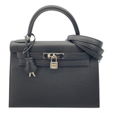 エルメス HERMES ケリー28 外縫い A刻印 ブラック SV金具 エプソン レディース ショルダーバッグ