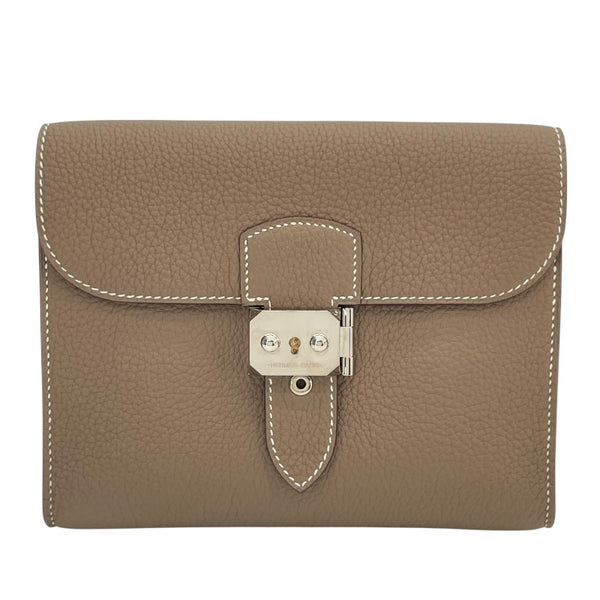 エルメス HERMES サックアデペッシュ21 B刻 エトゥープ SV金具 トゴ レディース ショルダーバッグ